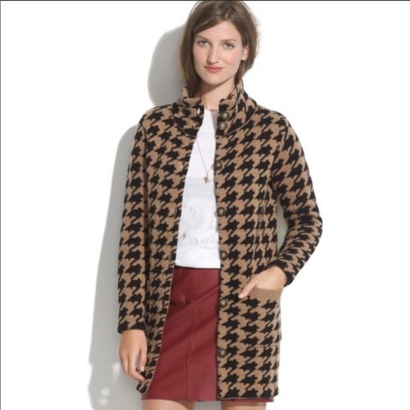 Madewell Sweaters - Madewell Black and Tan Houndstooth Cardigan
